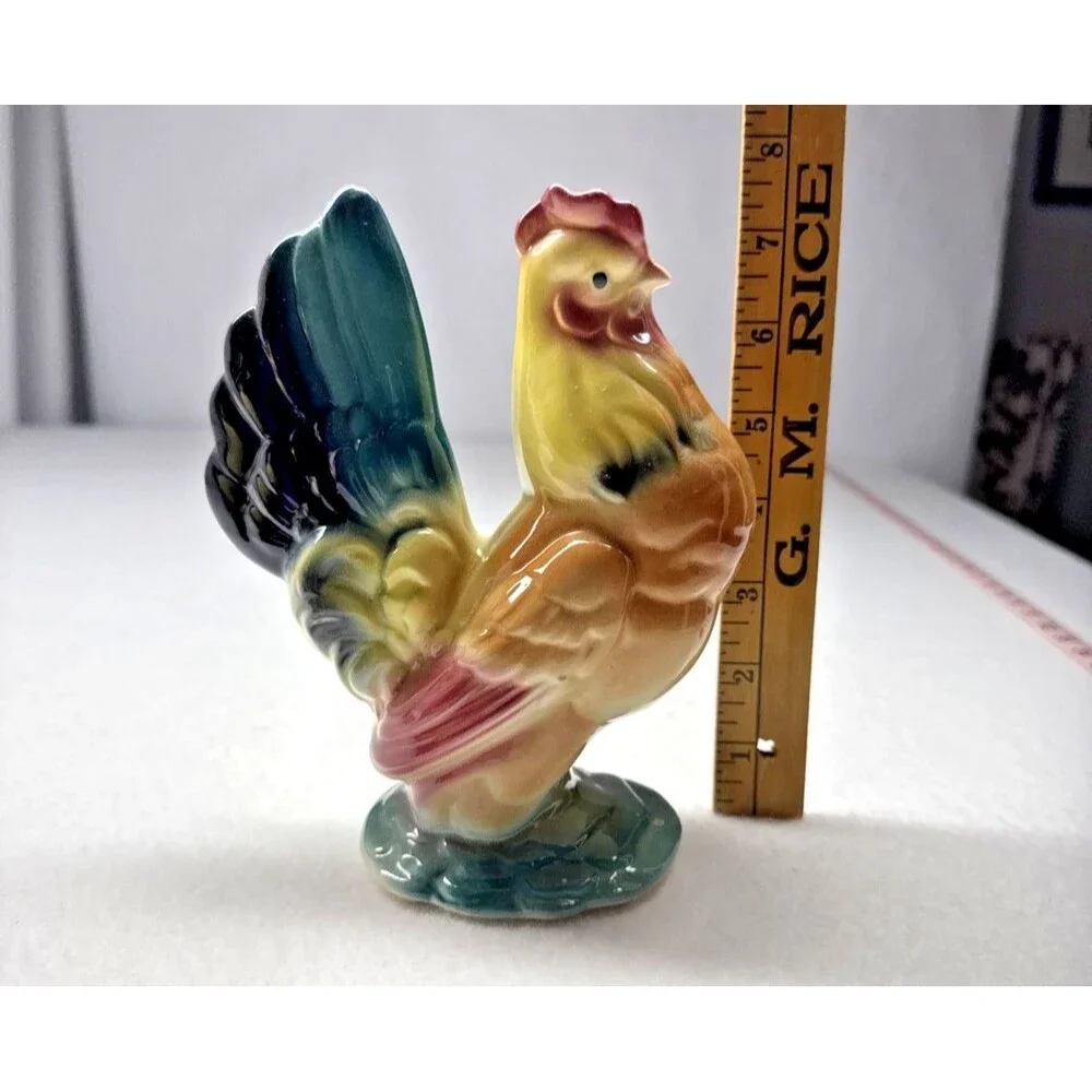 Royal Copley Rooster Figurines Set of 2 Vintage Ceramic Chicken Farmhouse Decor